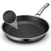 imageFrying Pan with Lid 12 Inch Hybrid Non Stick Stainless Steel Skillets Dishwasher Induction Oven Broiler Safe Non Toxic Chefs Pan PFOA Free CookwarePan