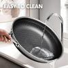 imageFrying Pan with Lid 12 Inch Hybrid Non Stick Stainless Steel Skillets Dishwasher Induction Oven Broiler Safe Non Toxic Chefs Pan PFOA Free CookwarePanLid