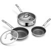 imageFrying Pans Nonstick with LidHybrid Non Stick 5 Quart Saute panPFOA Free CookwareStainless Steel skillet12 inch Deep Saute PanDishwasherampampOven SafeWorks on All CooktopsSingle Helper Handle