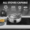 imageFrying Pans Nonstick with LidHybrid Non Stick 5 Quart Saute panPFOA Free CookwareStainless Steel skillet12 inch Deep Saute PanDishwasherampampOven SafeWorks on All CooktopsDouble Helper Handle
