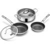 imageFrying Pans Nonstick with LidHybrid Non Stick 5 Quart Saute panPFOA Free CookwareStainless Steel skillet12 inch Deep Saute PanDishwasherampampOven SafeWorks on All CooktopsDouble Helper Handle