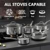 imageFrying Pans Nonstick with LidHybrid Non Stick 5 Quart Saute panPFOA Free CookwareStainless Steel skillet12 inch Deep Saute PanDishwasherampampOven SafeWorks on All CooktopsDouble Helper Handle
