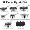 imageSNOWCLAD Pots and Pans Set Non Stick 14 Pcs Hybrid Stainless Steel Cookware Sets Non Stick Frying Pans Saucepans Saute Pan ampamp Stock Pot PFOA Free Kitchen SkilletInduction Compatible