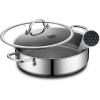 imageFrying Pans Nonstick with LidHybrid Non Stick 5 Quart Saute panPFOA Free CookwareStainless Steel skillet12 inch Deep Saute PanDishwasherampampOven SafeWorks on All CooktopsDouble Helper Handle