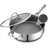 imageFrying Pans Nonstick with LidHybrid Non Stick 5 Quart Saute panPFOA Free CookwareStainless Steel skillet12 inch Deep Saute PanDishwasherampampOven SafeWorks on All CooktopsSingle Helper Handle