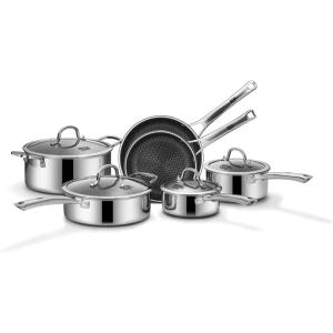 imageSNOWCLAD Pots and Pans Set Non Stick 10 Pcs Hybrid Stainless Steel Cookware Sets Non Stick Frying Pans Saucepans Saute Pan ampamp Stock Pot PFOA Free Kitchen SkilletInduction Compatible10pc
