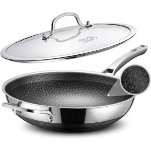 imageWok 13 Inch Hybrid Woks ampamp Stirfry Pans Nonstick Non Toxic Stainless Steel Wok Pan with Lid Dishwasher Induction Oven Broiler Safe PFOA Free Cookware Non Stick13 Inch